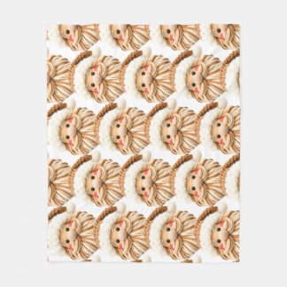 Manta Polar Faux yarn notch-hook Santa face Christmas