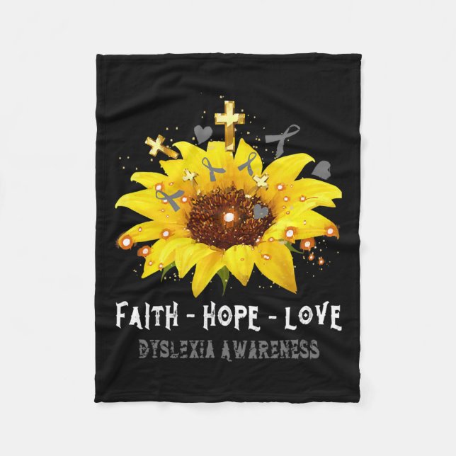 Manta Polar Fe del girasol Esperanza Amor Dislexia Conciencia  (Anverso)