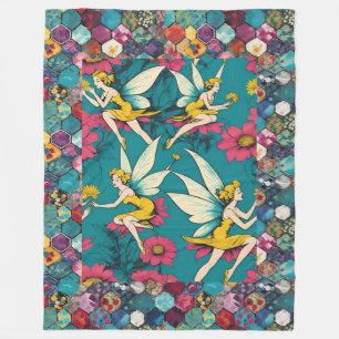 Manta Polar Fe Mágica Y Hexagón Floral