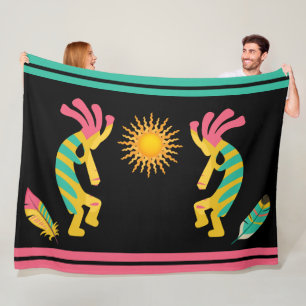 Manta Polar Feathers and Kokopelli Fleece Blanket