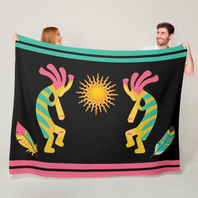 Manta Polar Feathers and Kokopelli Fleece Blanket (In situ)
