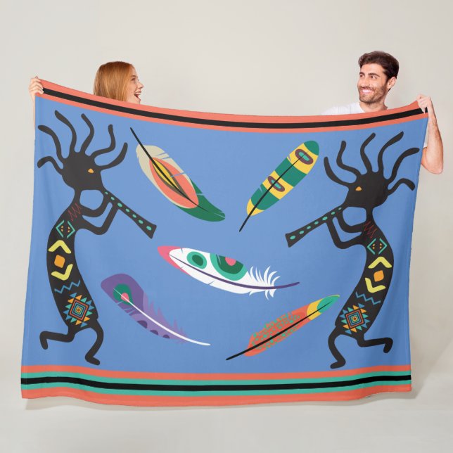 Manta Polar Feathers and Kokopelli Fleece Blanket (In situ)