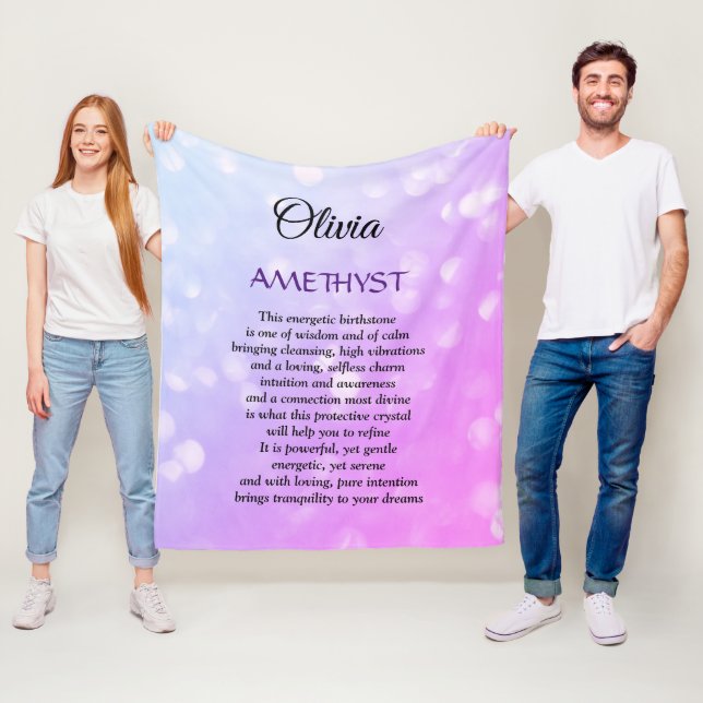 Manta Polar Febrero Diseño Ametista de Birthstone Fleece Blank (In situ)
