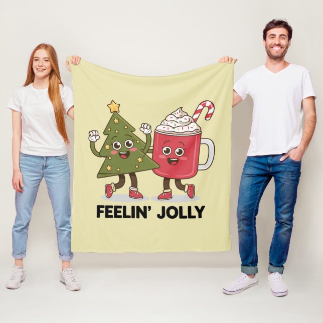 Manta Polar Feelin Jolly Christmas Tree Coffee Lover Winter (In situ)