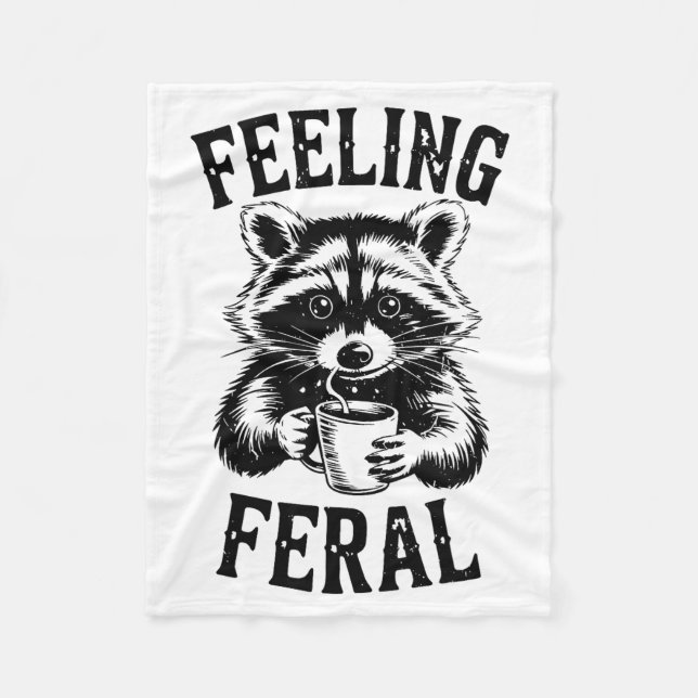 Manta Polar Feeling Feral Raccoon Coffee Cute Funny Trash Pand (Anverso)