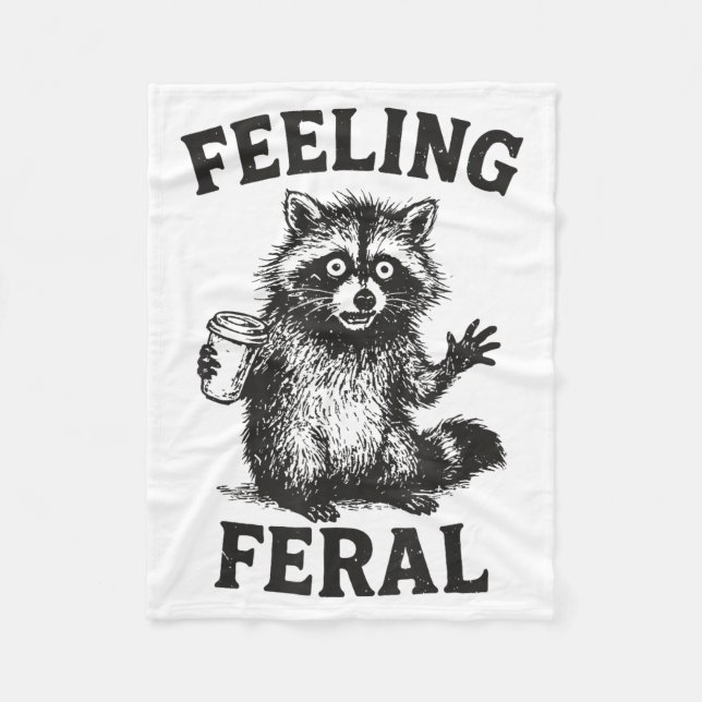 Manta Polar Feeling Feral Raccoon Drink Coffee Funny Trash Pan (Anverso)