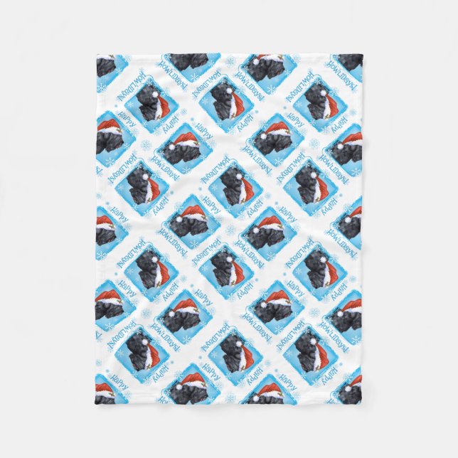 Manta Polar Felices cumpleaños, negro y ruso (Anverso)