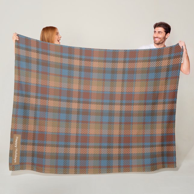 Manta Polar Felices Fiestas adorable estampado marrón (In situ)