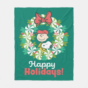 Manta Polar Felices fiestas   Candy Wreath de menta