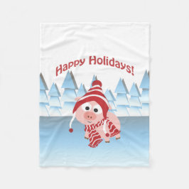 Manta Polar ¡Felices Fiestas! Cerdo de invierno