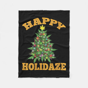 Manta Polar Felices Fiestas Divertidas Mujer Marihuana Navidad