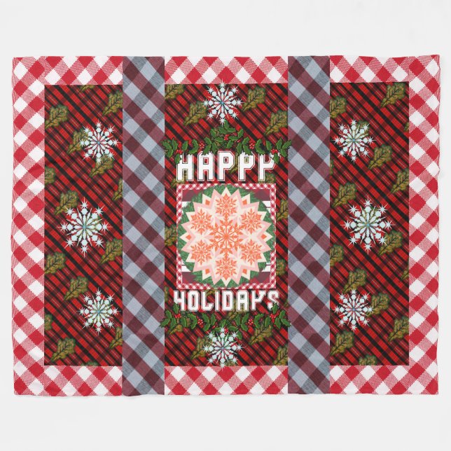 Manta Polar Felices Fiestas Verdes Desfile Fleece Blanket (Frente (Horizontal))