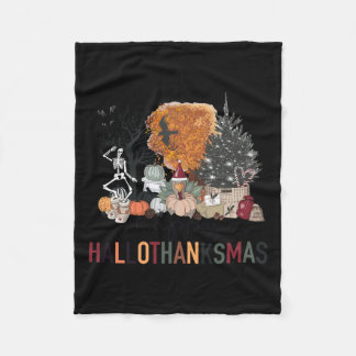 Manta Polar Felices Hallothanksmas Skeleton Navidades turcos H