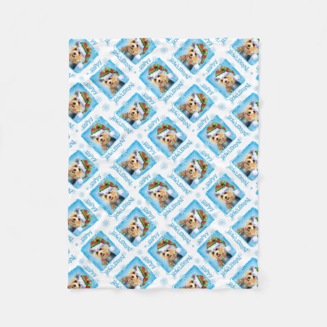 Manta Polar Felices Howlidays Australian Terrier Fleece Blanke (Anverso)