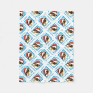 Manta Polar Felices Howlidays Tibetana Spaniel Fleece Blanket