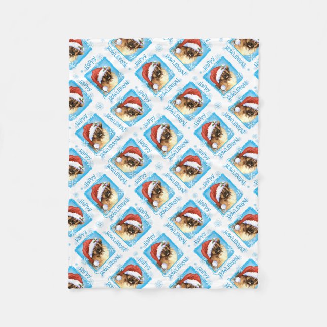 Manta Polar Felices Howlidays Tibetana Spaniel Fleece Blanket (Anverso)