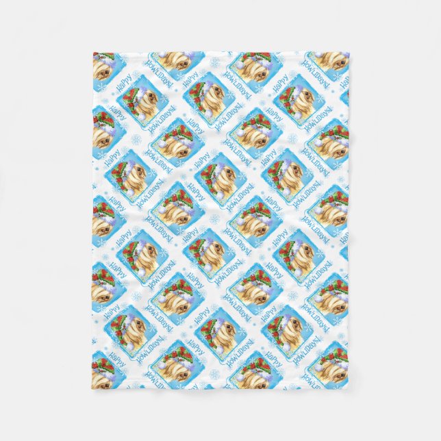 Manta Polar Felices Howlidays Tibeter Terrier (Anverso)