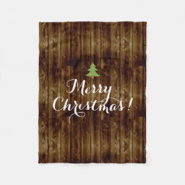 Manta Polar Felices Navidad de madera del vintage del país