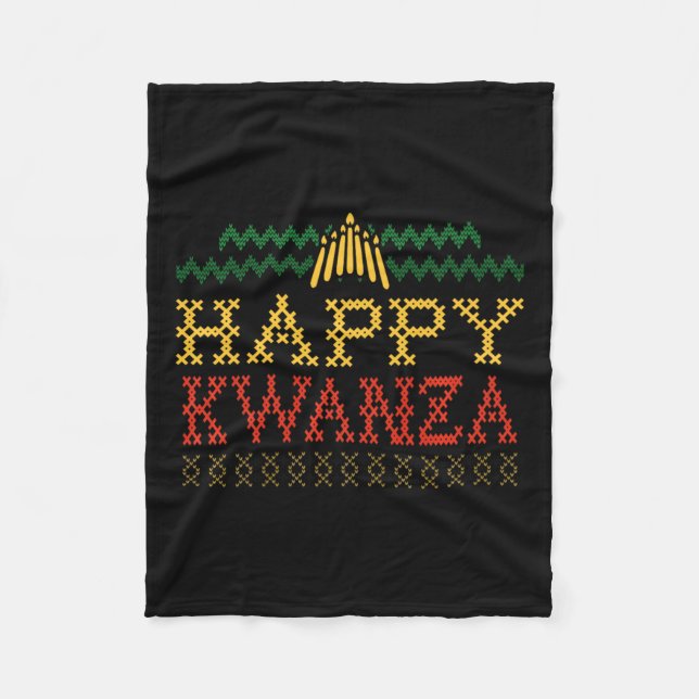 Manta Polar Felices Navidades de Kwanzaa Hombres de vacaciones (Anverso)