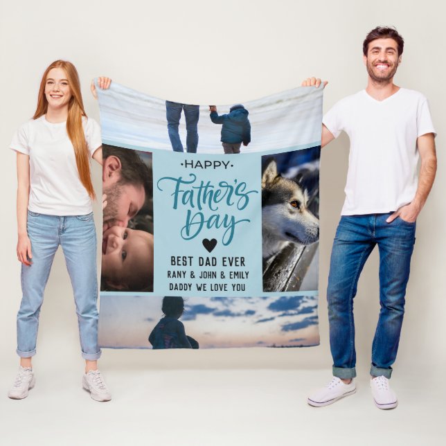 Manta Polar Felices nombres personalizados de Collage de fotos (In situ)