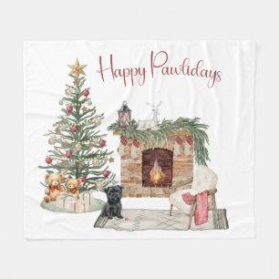Manta Polar Felices Pawlidays Diseño de Perro - Affenpinscher