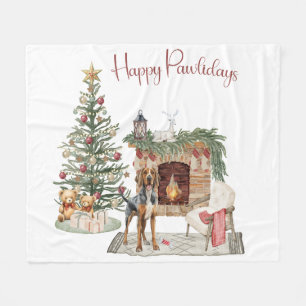 Manta Polar Felices Pawlidays Diseño de Perro - Bloodhound