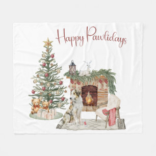 Manta Polar Felices Pawlidays Diseño de Perro - Borzoi