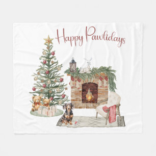 Manta Polar Felices Pawlidays Diseño de Perro - Dachshund