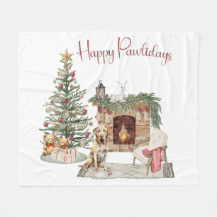 Manta Polar Felices Pawlidays Diseño de Perro - Labrador Retri