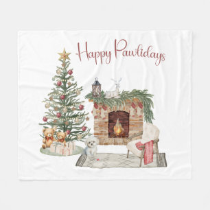Manta Polar Felices Pawlidays Diseño de Perro - Maltés