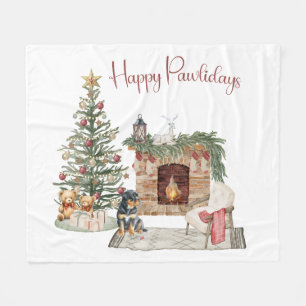 Manta Polar Felices Pawlidays Diseño de Perro - Rottweiler