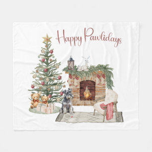 Manta Polar Felices Pawlidays Diseño de Perro - Schnauzer Mini