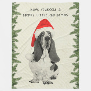 Manta Polar Felices pequeños Navidad de Basset Hound