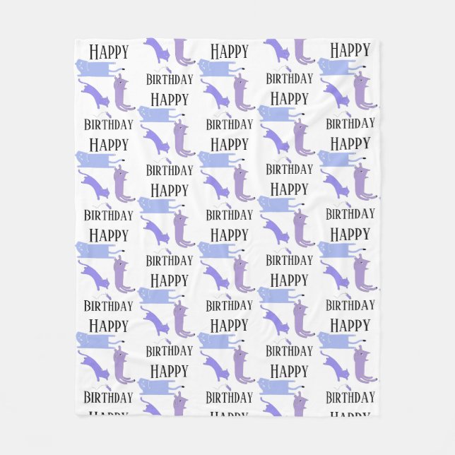 Manta Polar Felices plantillas de cumpleaños para gatos divert (Anverso)