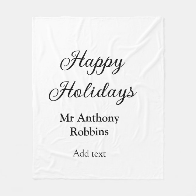 Manta Polar Felices vacaciones añadir nombre fecha año simple  (Anverso)