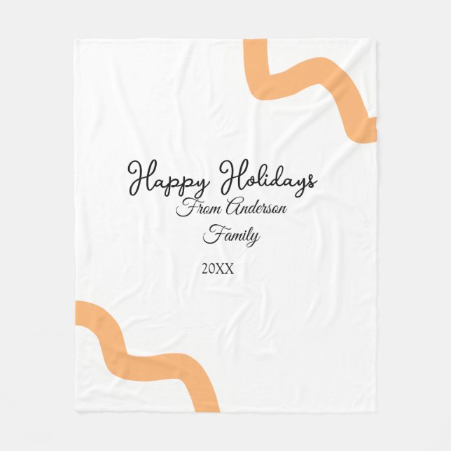 Manta Polar Felices vacaciones naranja negro nombre fecha año  (Anverso)