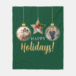 Manta Polar Felices vacaciones Navidades Fotos familiares Oro 