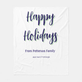 Manta Polar Felices vacaciones Navidades verdes azules y moder