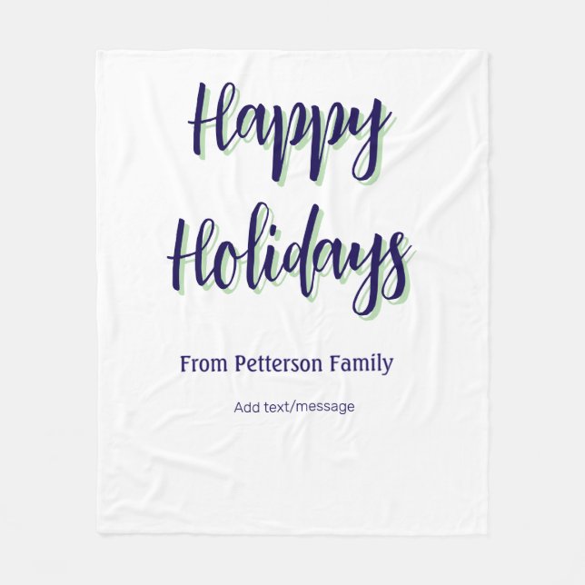 Manta Polar Felices vacaciones Navidades verdes azules y moder (Anverso)