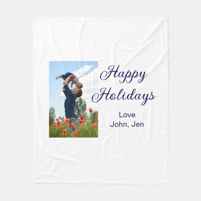 Manta Polar Felices vacaciones padre hijo Navidades regalos fa (Anverso)