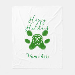 Manta Polar Felices vacaciones perro mascota perro verde paw c