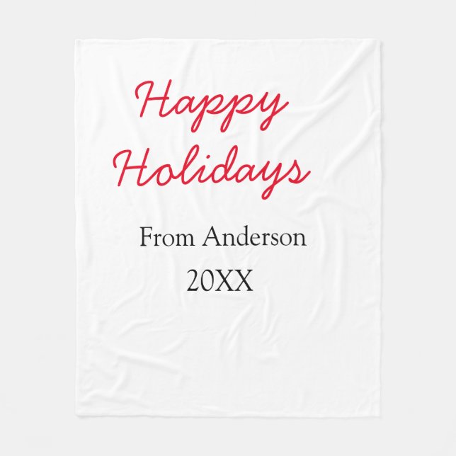 Manta Polar Felices vacaciones rojo amor negro nombre de famil (Anverso)