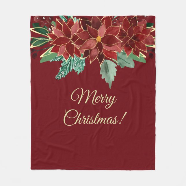 Manta Polar Felicidad Navidad Poinsettia (Anverso)