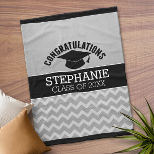 Manta Polar Felicitaciones Graduate Silver Black Graduation