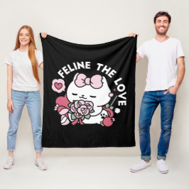 Manta Polar Feline el amor - lindo diseño de gato de San Valen
