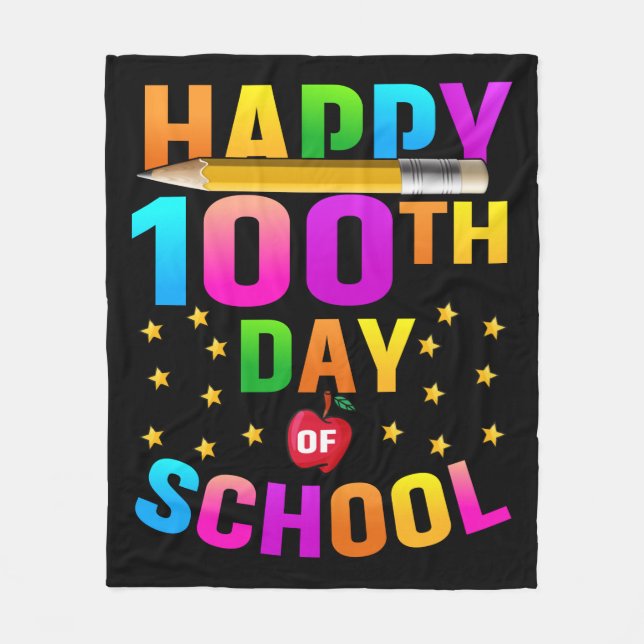 Manta Polar Feliz 100° Día de la Escuela para profesores y est (Anverso)