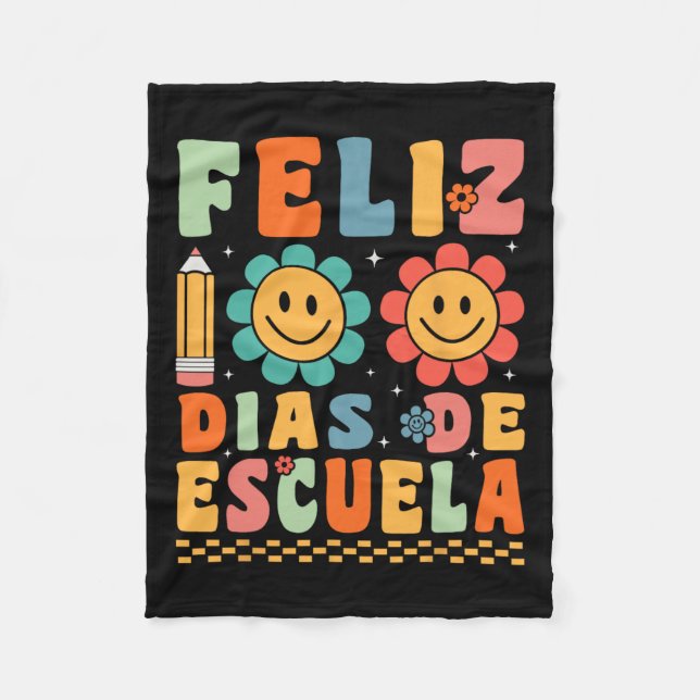 Manta Polar Feliz 100 Dias De Escuela Groovy 100 días Español (Anverso)