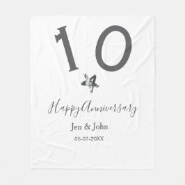 Manta Polar Feliz 10 aniversario fecha estrella metalizado gri