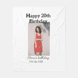 Manta Polar Feliz 20 cumpleaños foto simple moderna mínima