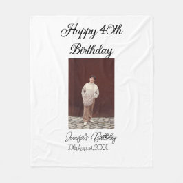 Manta Polar Feliz 40 cumpleaños foto simple moderno mínimo